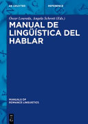 Manual de lingüística del hablar /